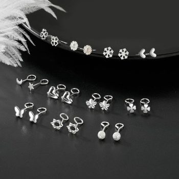 S999 Sterling Silver Curved Hook Earrings, FESI004