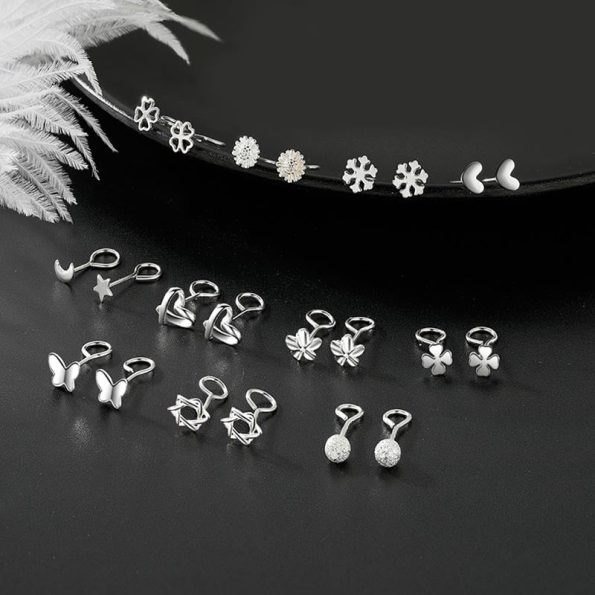 S999 Sterling Silver Curved Hook Earrings, FESI004