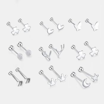 S999 Sterling Silver Earrings with Screws, FESI021