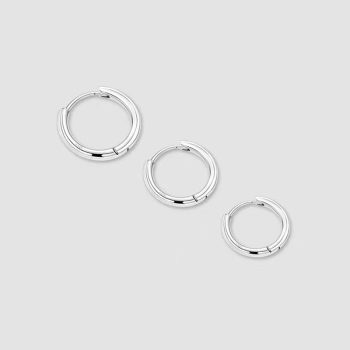 S999 Sterling Silver Ring -Shaped Earrings, FESI012