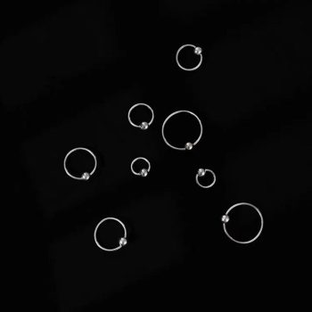 S999 Sterling Silver Ring -Shaped Bead Earrings, FESI011