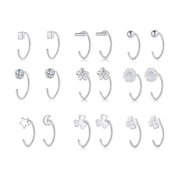 S999 Sterling Silver Curved Earrings, FESI006