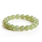 Natural Light Green Ice-Type Hetian Jade Bracelet, 6/8/10mm