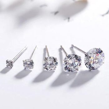 S999 Sterling Silver Inlaid Rhinestone Earrings, FESI005