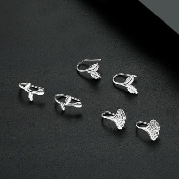 S999 Sterling Silver Leaf shaped Earrings, FESI009