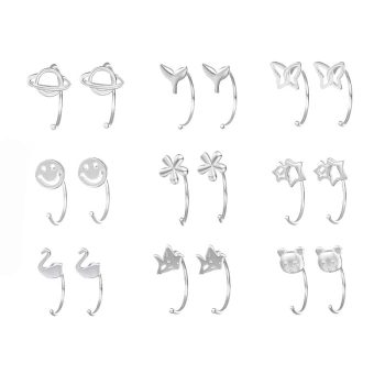 S999 Sterling Silver Curved Cute Earrings, FESI017