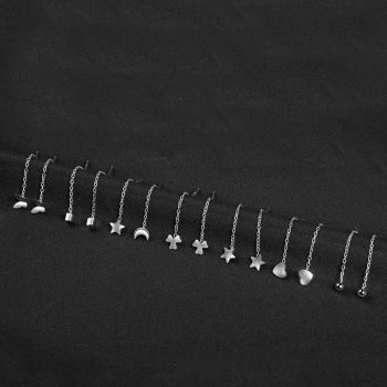 S999 Sterling Silver Earrings with Chain, FESI002